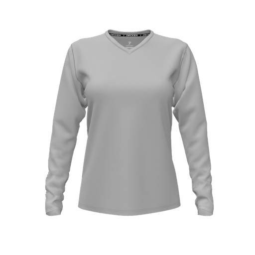 [FTLVCFGY-FYXS-LOGO1] Comfort T-Shirt (Female Youth XS, Gray, V Neck, Logo 1, Long Sleeve)