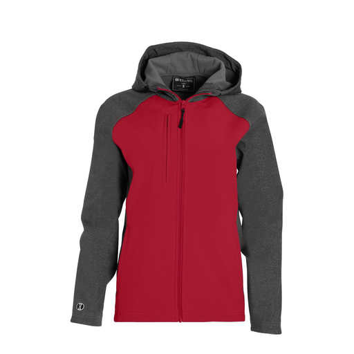 [229357.H01.XS-LOGO3] Soft Shell Full Zip Jacket - Womens (Female Adult XS, Red, Logo 3)