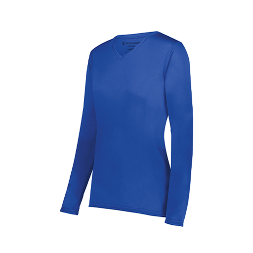 [222824.060.S-LOGO1] Ladies LS Smooth Sport Shirt (Female Adult S, Royal, Logo 1)