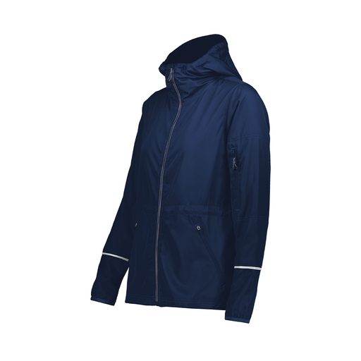 [229782.065.XS-LOGO2] Ladies Packable Full Zip Jacket (Female Adult XS, Navy, Logo 2)